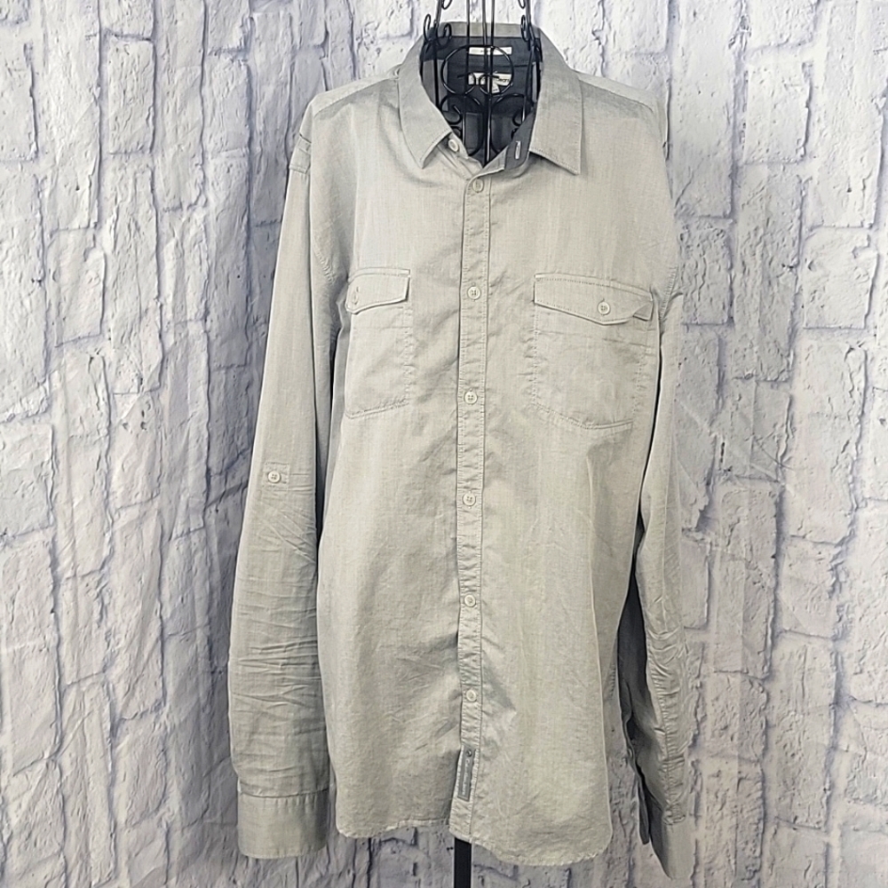 CALVIN KLEIN JEANS Gray Button Up Men's Shirt XL/TG‎
